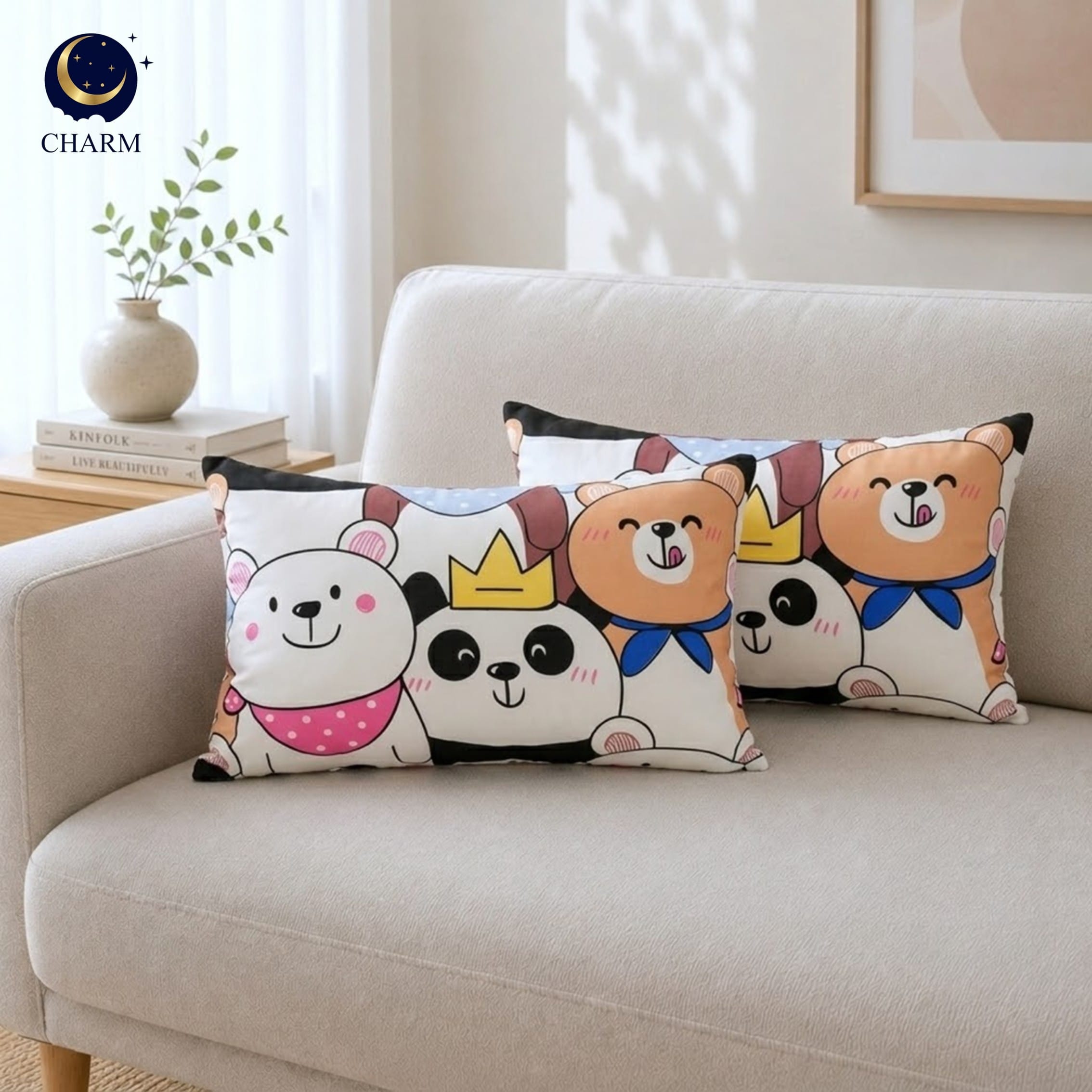 หมอน CHARM อเนกประสงค์สำหรับเดินทาง 35X50 ซม. รุ่น FAMILY BEAR_2